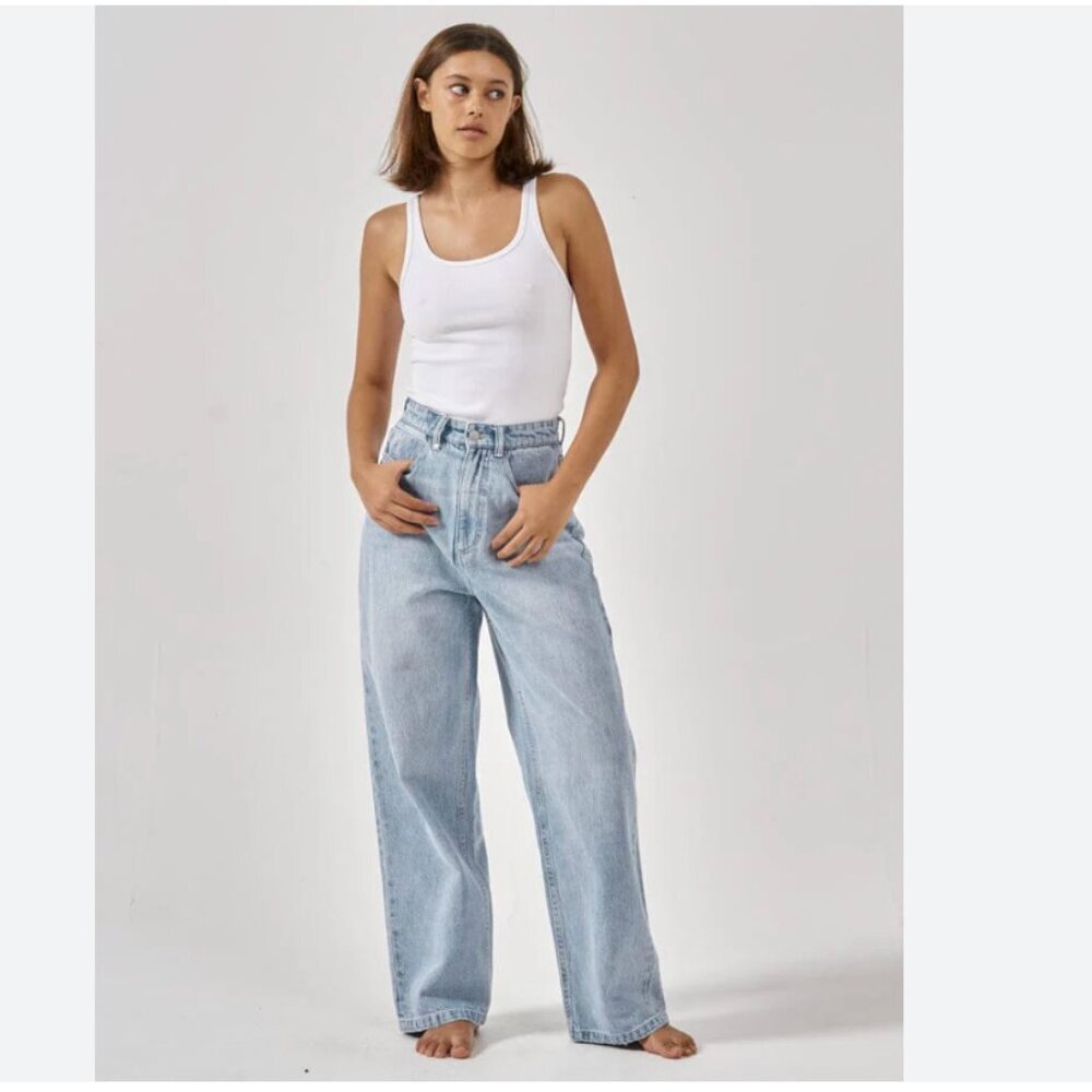 THRILLS Sabina Barrel Straight Leg High Rise Jeans Light Wash 2 / 25"